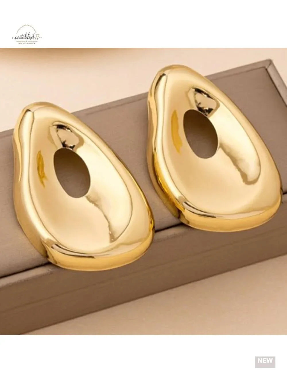 Gold Geometric Earrings Chunky Hollow Statement Drop Dangle Jewelry for Wedding